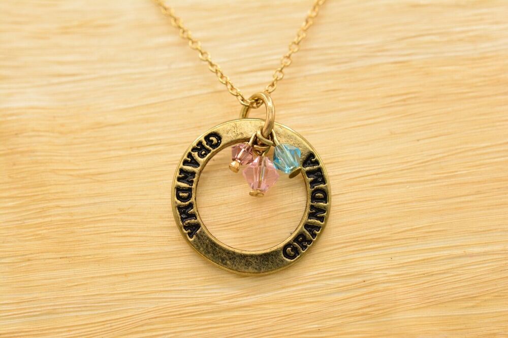 Vintage Pendant Necklace Grandma Grandmother Crystal Dangle Dainty 1980s Bin1D